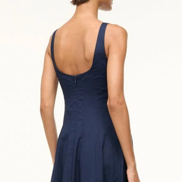 BEST STAUD Wells Midi Dress Sz6/8/10 Navy Blue Classic Cotton Party Wedding - Picture 11 of 12